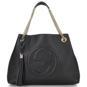 BNWT GUCCI BLACK LEATHER SOHO CHAIN TOTE